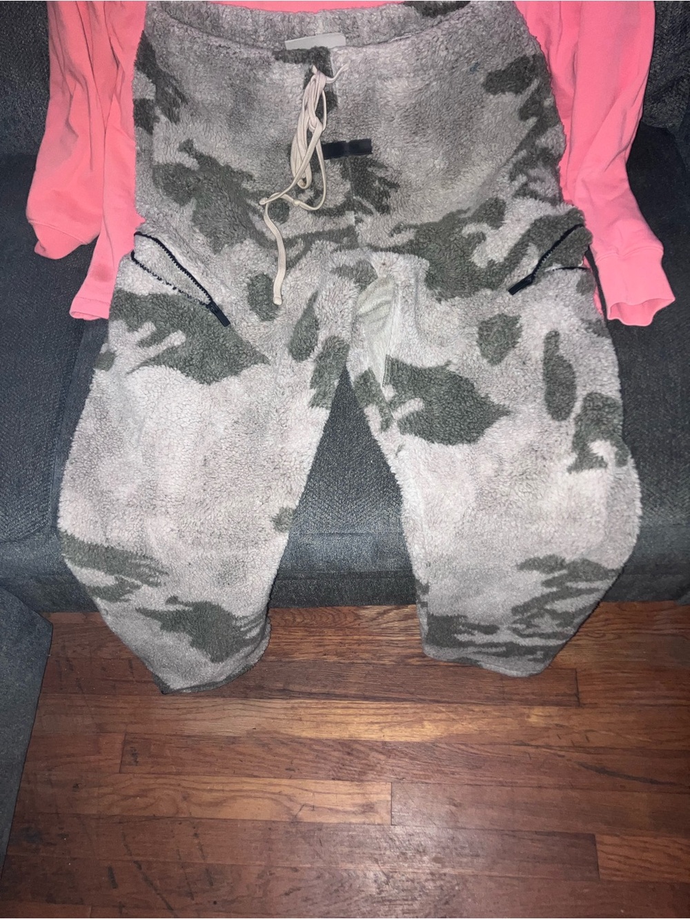 Essentials Gray Camo Plush Joggers for Kids